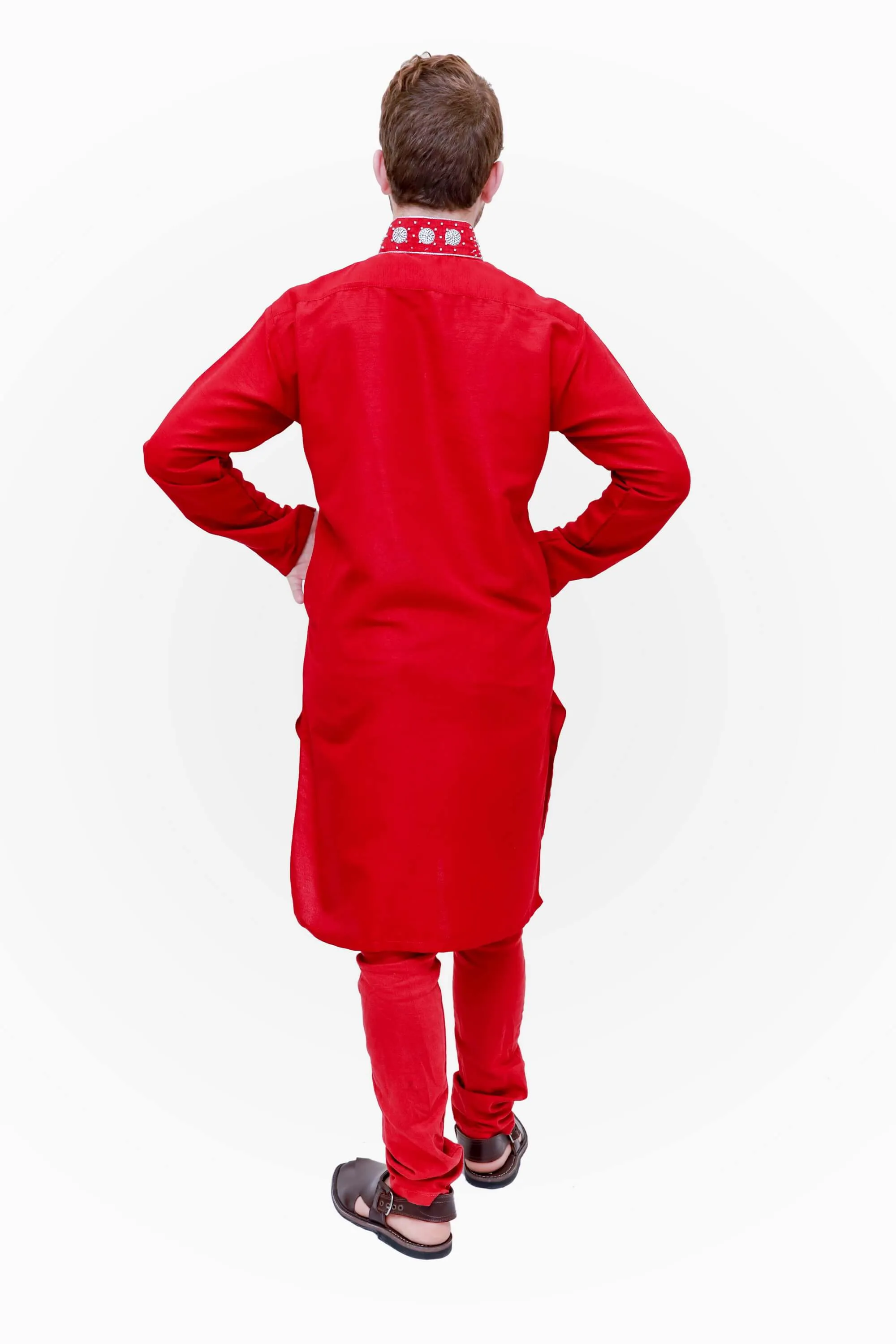 Men Red Embroidery Shirt