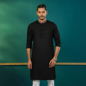 Mens Black Embroidered Panjabi