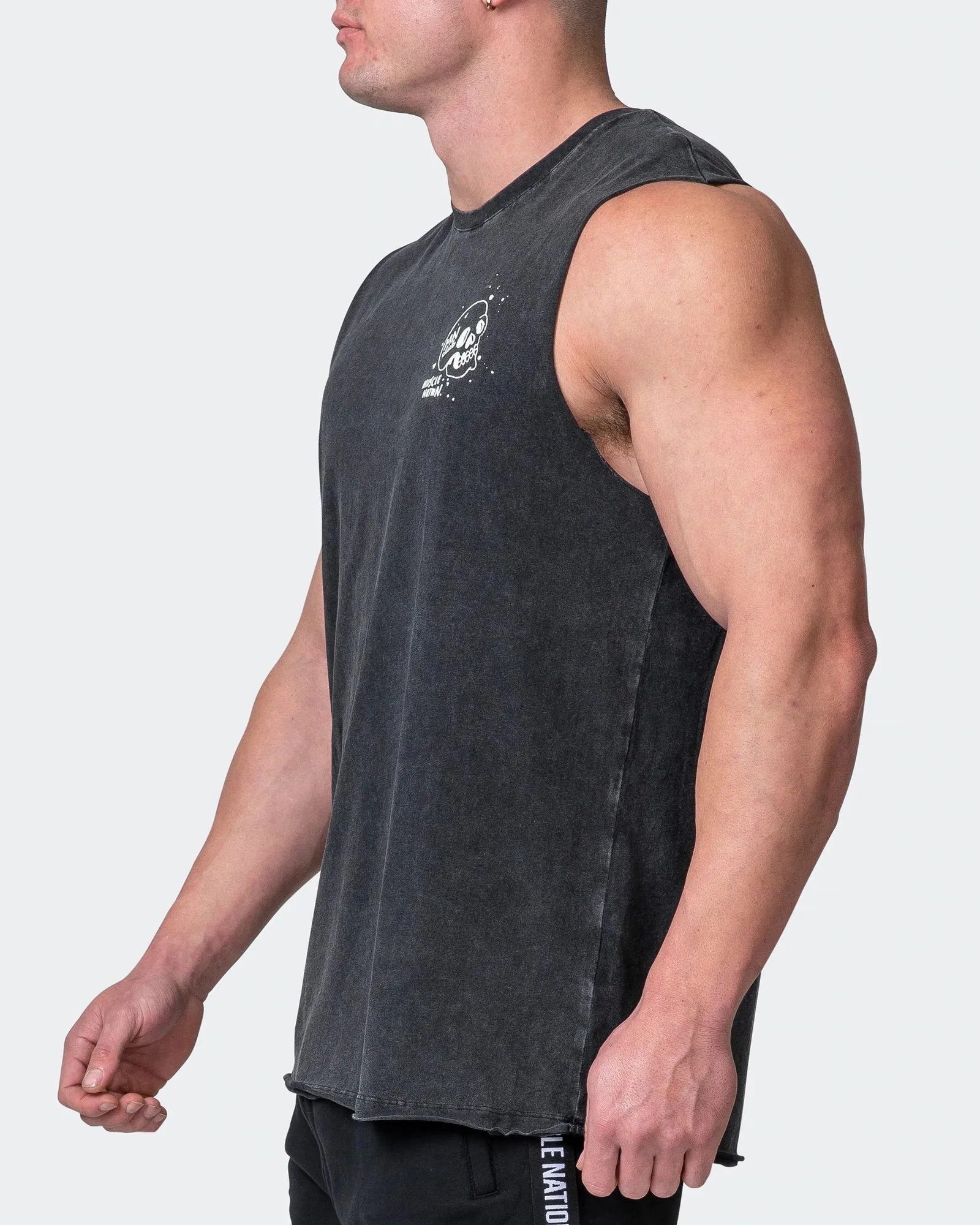 Mens Graffiti Tag Vintage Tank - Washed Black