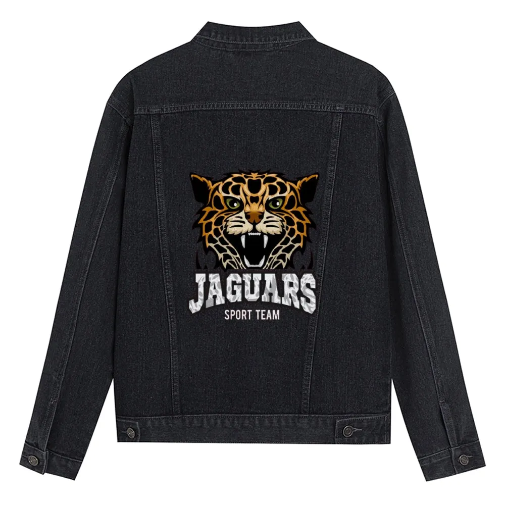 Mens Graphic Button Up Denim Jacket