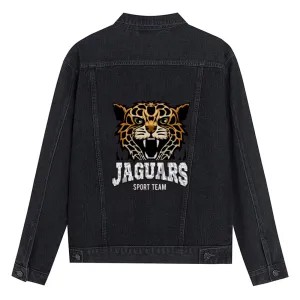 Mens Graphic Button Up Denim Jacket