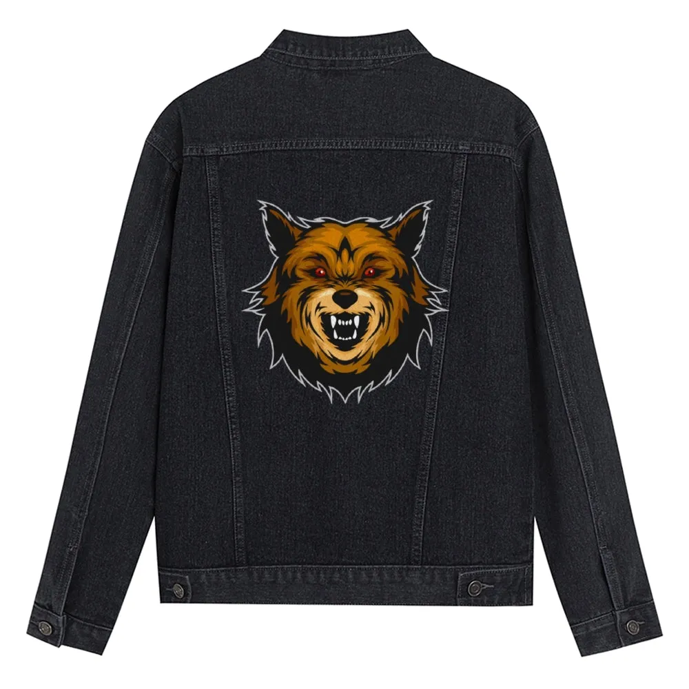 Mens Vintage Cartoon Prints Denim Jacket