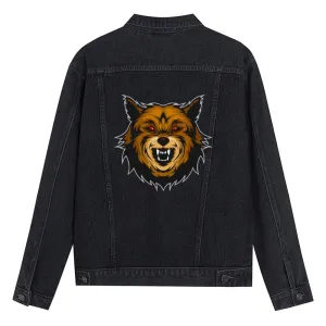 Mens Vintage Cartoon Prints Denim Jacket