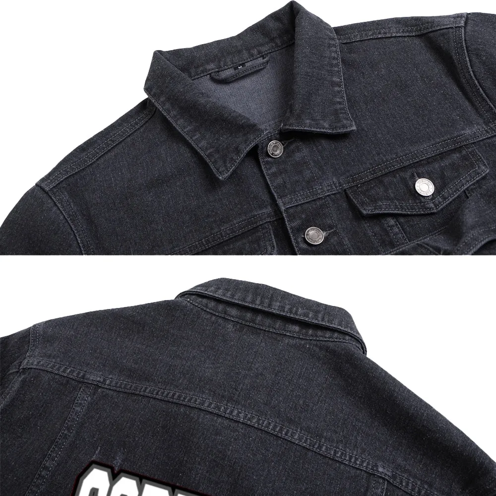 Mens Vintage Cartoon Prints GORILLAS SPORT TEAM Denim Jacket