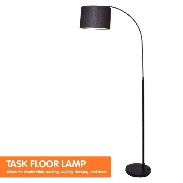METAL ARC ARM FLOOR LAMP SHADE BLACK