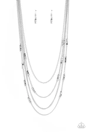 Metallic Monarch - Silver Necklace