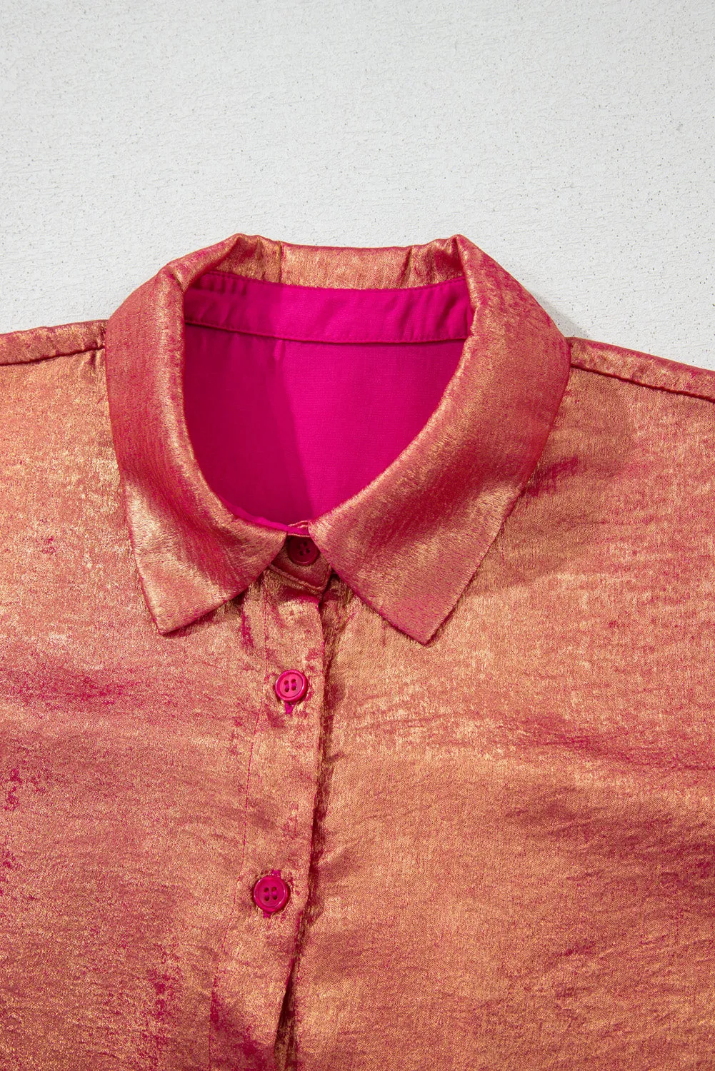 Metallic Sheen Short Sleeve Plus Size Shirt