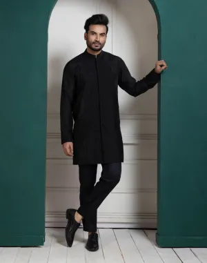 Midnight Black Kurta Set Elegant and Timeless Traditional Wear