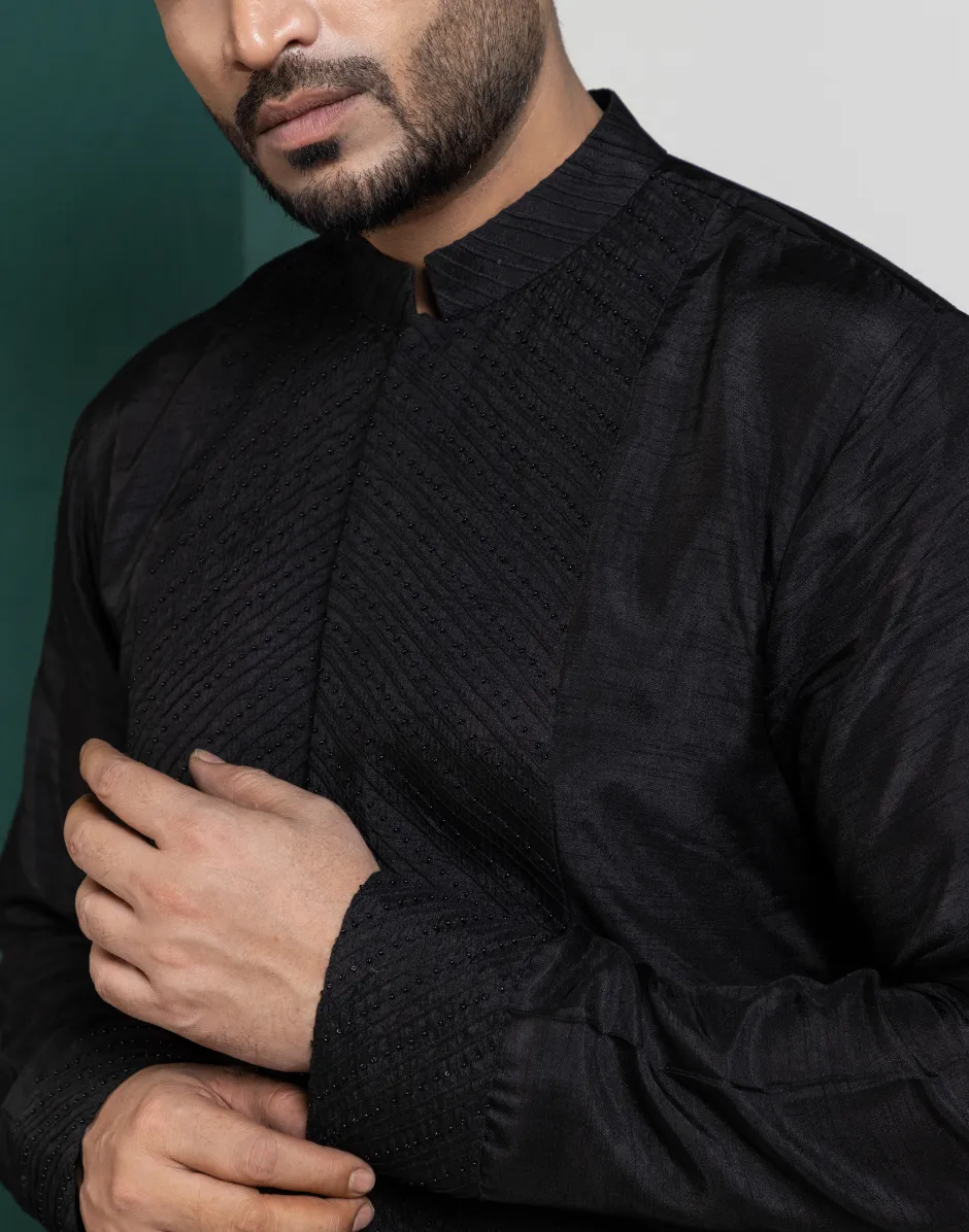 Midnight Black Kurta Set Elegant and Timeless Traditional Wear