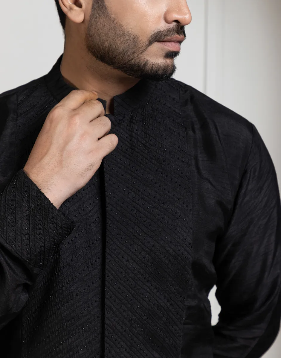 Midnight Black Kurta Set Elegant and Timeless Traditional Wear