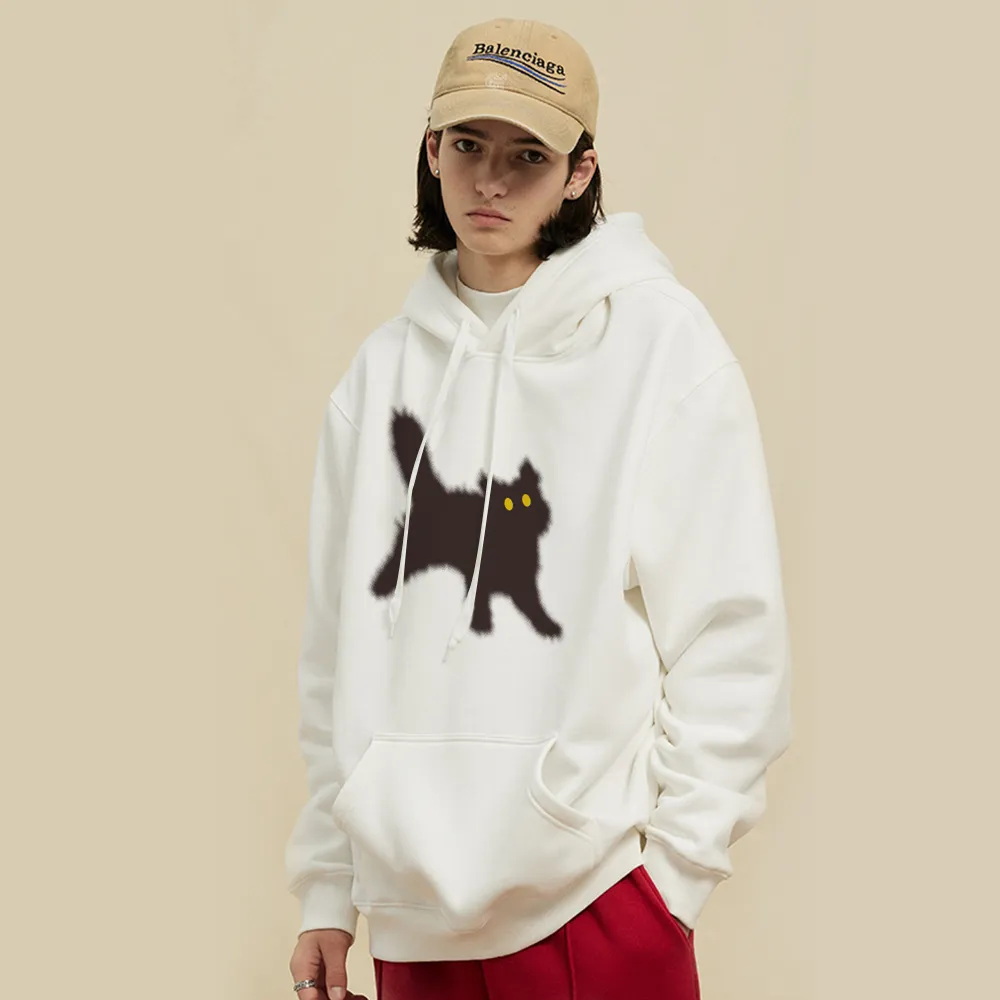 Minimal Angry Kitten Cotton Hoodie