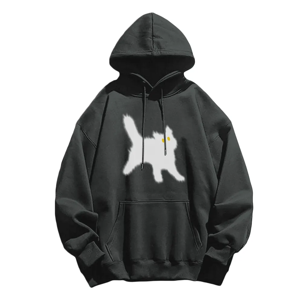 Minimal Angry Kitten Cotton Hoodie