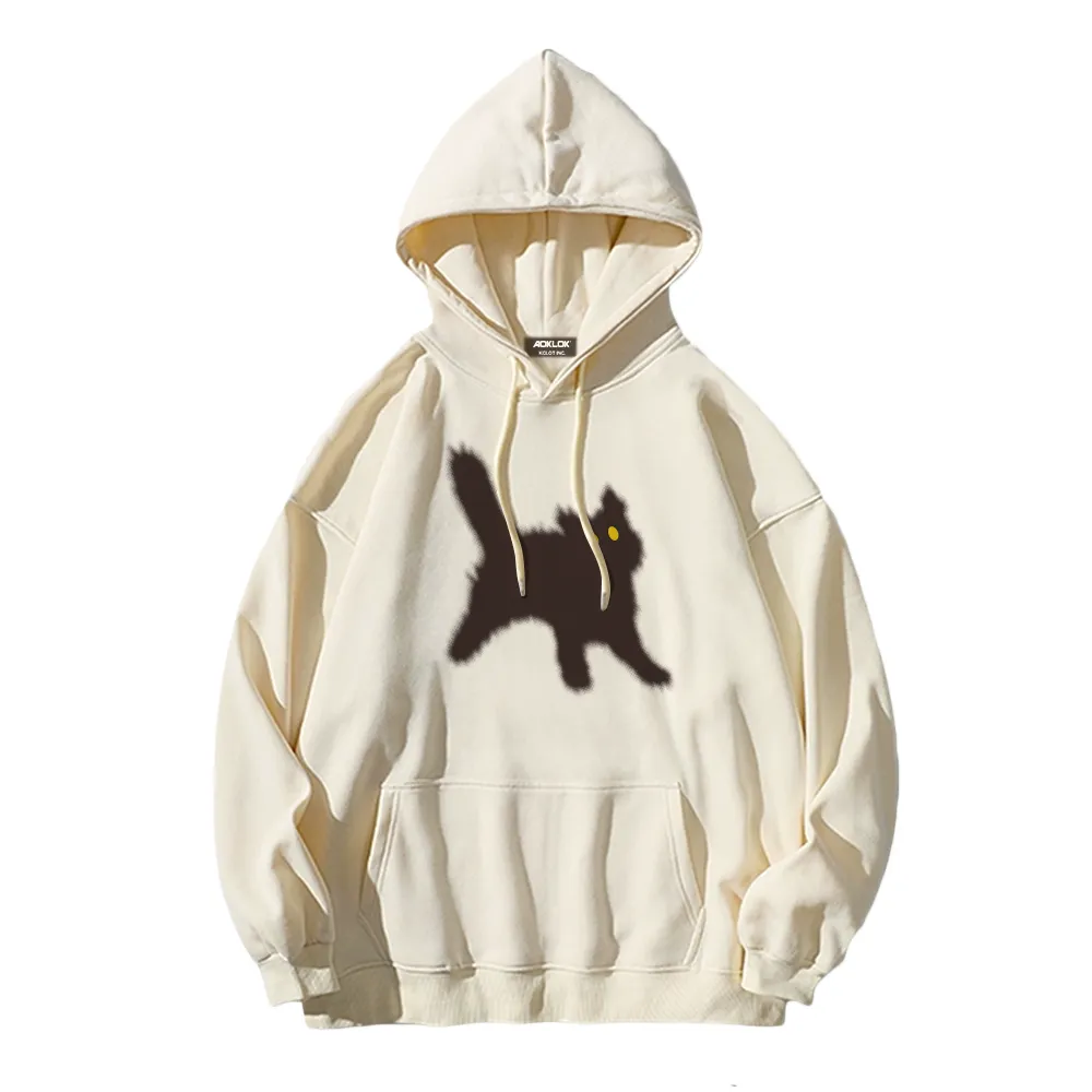 Minimal Angry Kitten Cotton Hoodie
