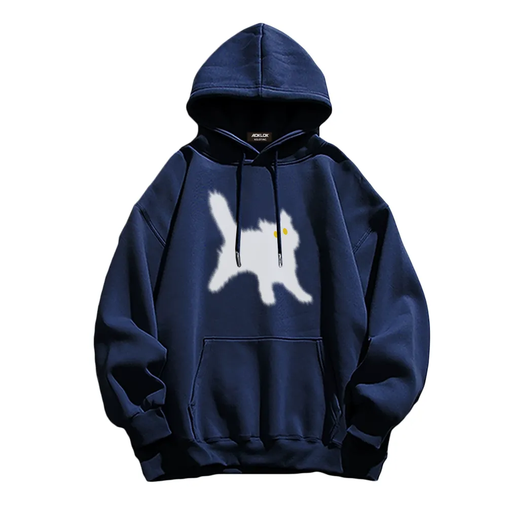 Minimal Angry Kitten Cotton Hoodie