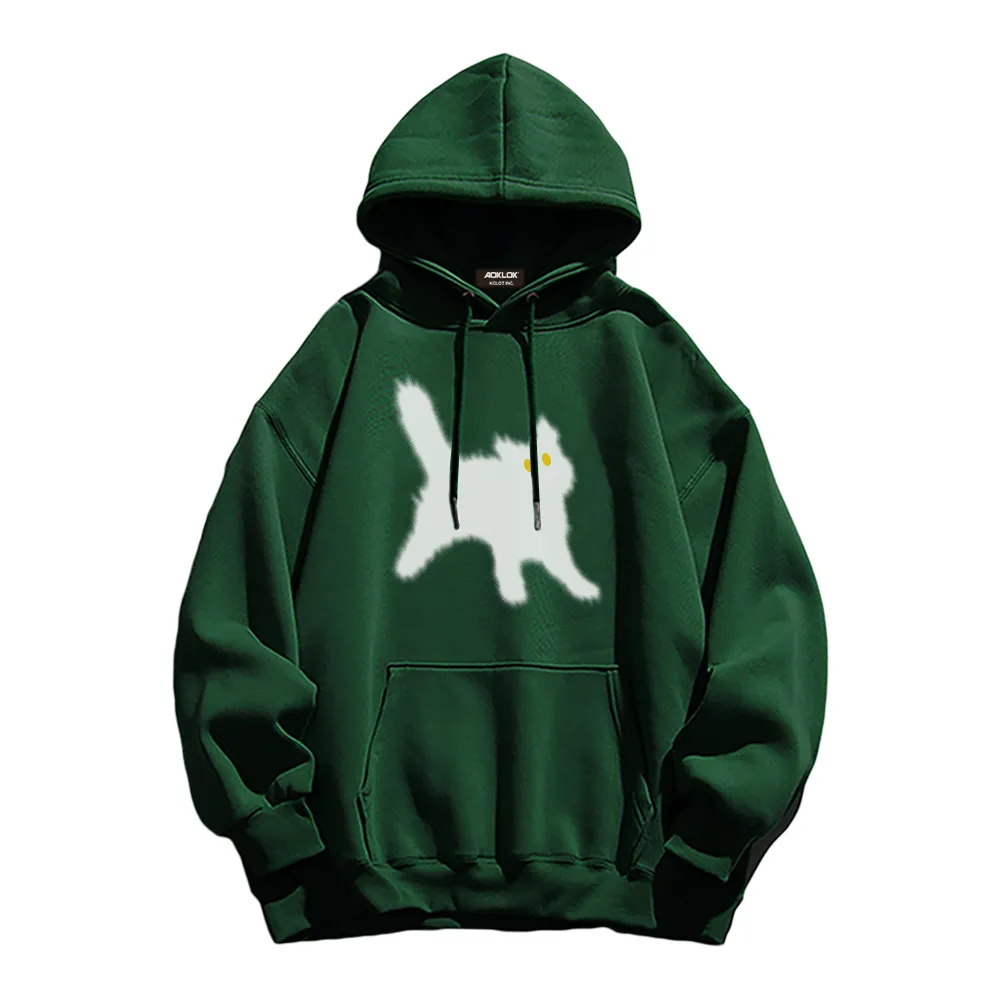 Minimal Angry Kitten Cotton Hoodie