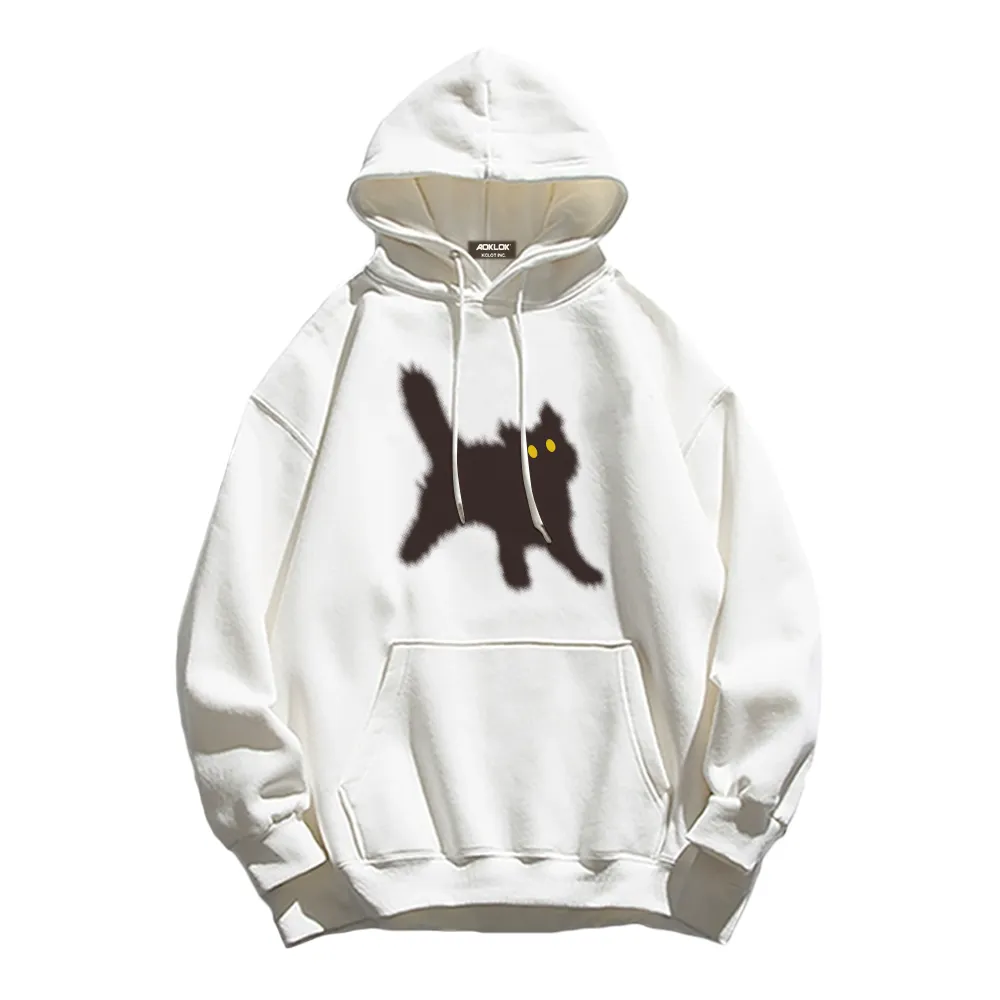 Minimal Angry Kitten Cotton Hoodie