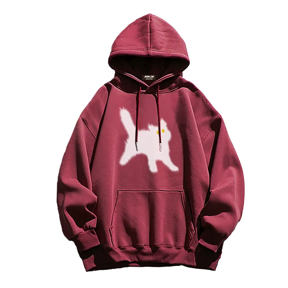 Minimal Angry Kitten Cotton Hoodie