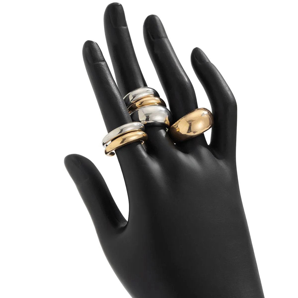 Minimalist 6pcs Gold Silver Tone Glossy Ring Set