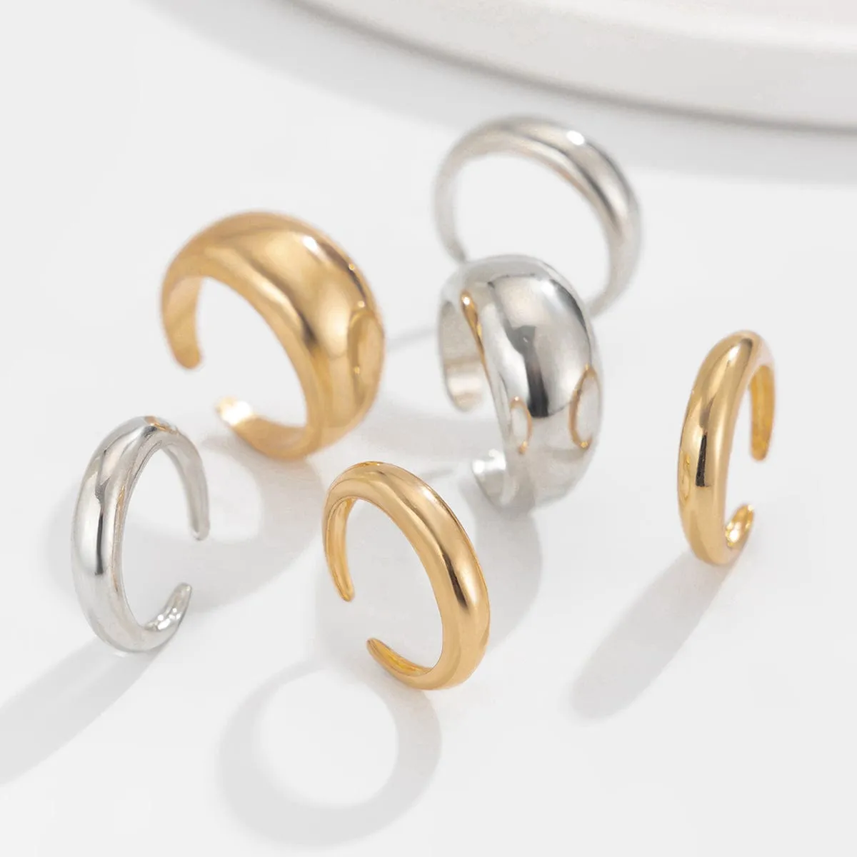 Minimalist 6pcs Gold Silver Tone Glossy Ring Set