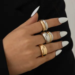 Minimalist 6pcs Gold Silver Tone Glossy Ring Set