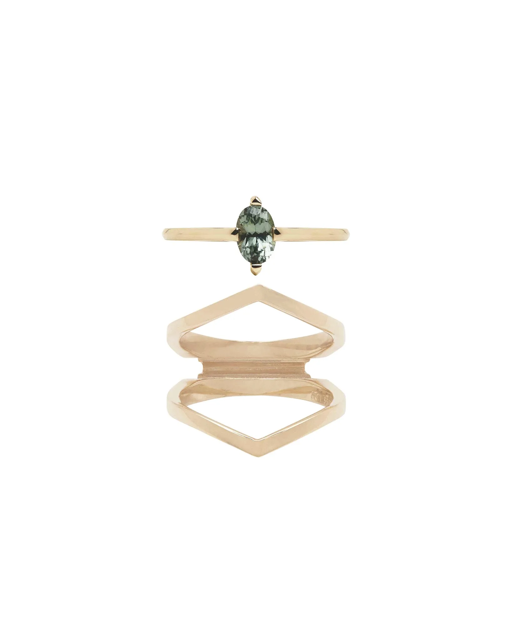 Minimalist Arc   Oblique Enclose Ring Set