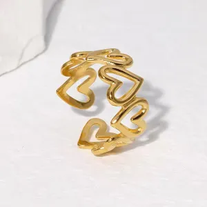 Minimalist Cute Hollowed-out Love Heart Stainless Steel Ring