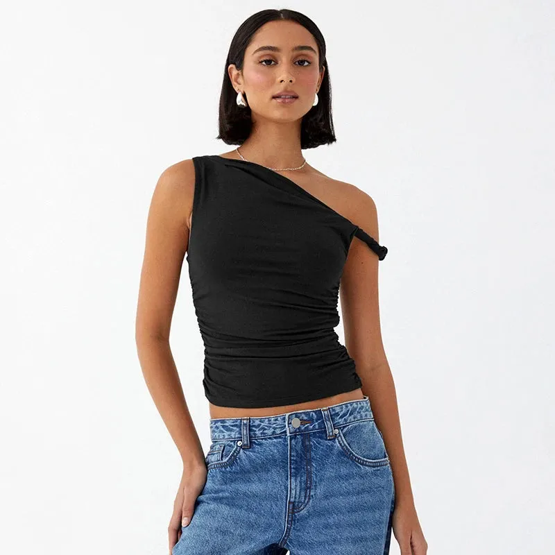 Minimalist One-Shoulder Crop Top