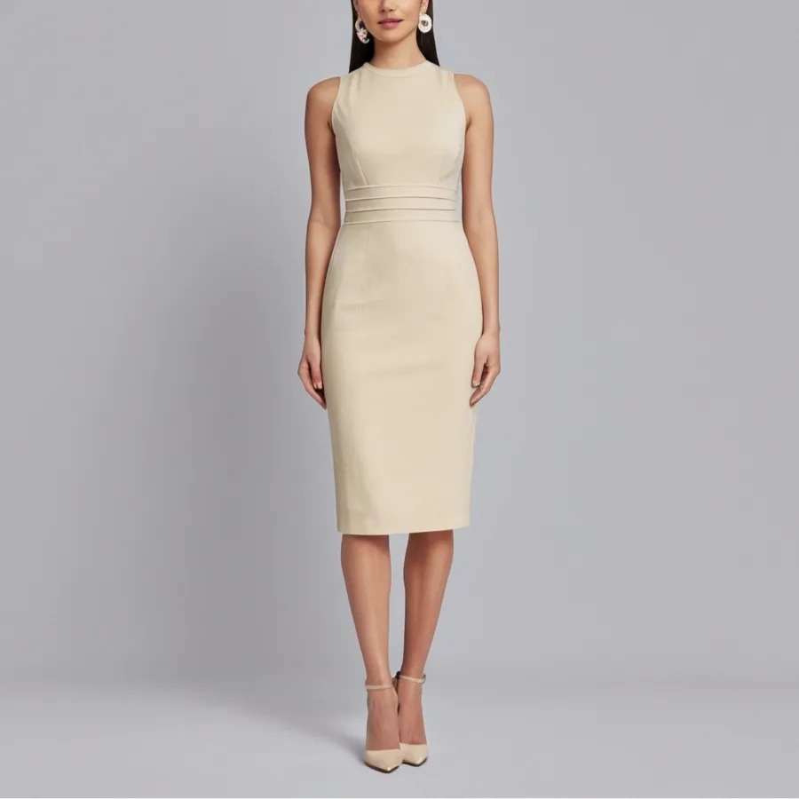 Minimalist Sleeveless Bodycon Midi Dress | All-Season Wear, Comfortable Fit, Stylish Design