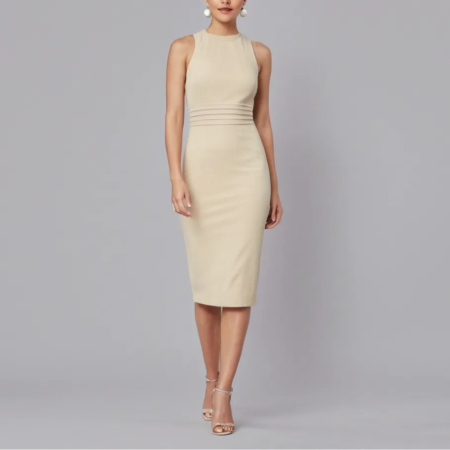 Minimalist Sleeveless Bodycon Midi Dress | All-Season Wear, Comfortable Fit, Stylish Design