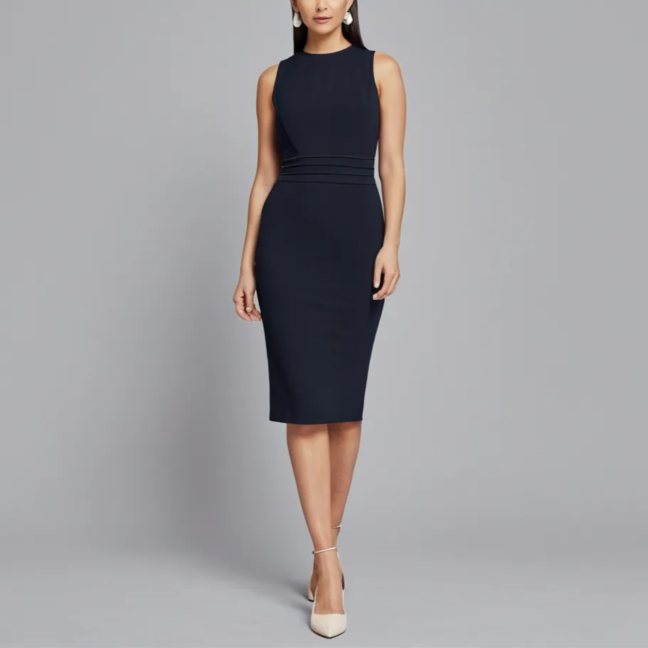Minimalist Sleeveless Bodycon Midi Dress | All-Season Wear, Comfortable Fit, Stylish Design