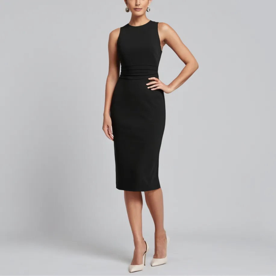 Minimalist Sleeveless Bodycon Midi Dress | All-Season Wear, Comfortable Fit, Stylish Design
