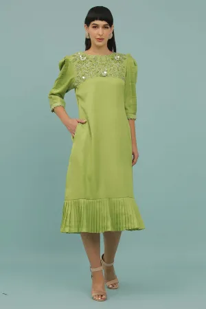 Mint Patchwork A-Line Midi Dress