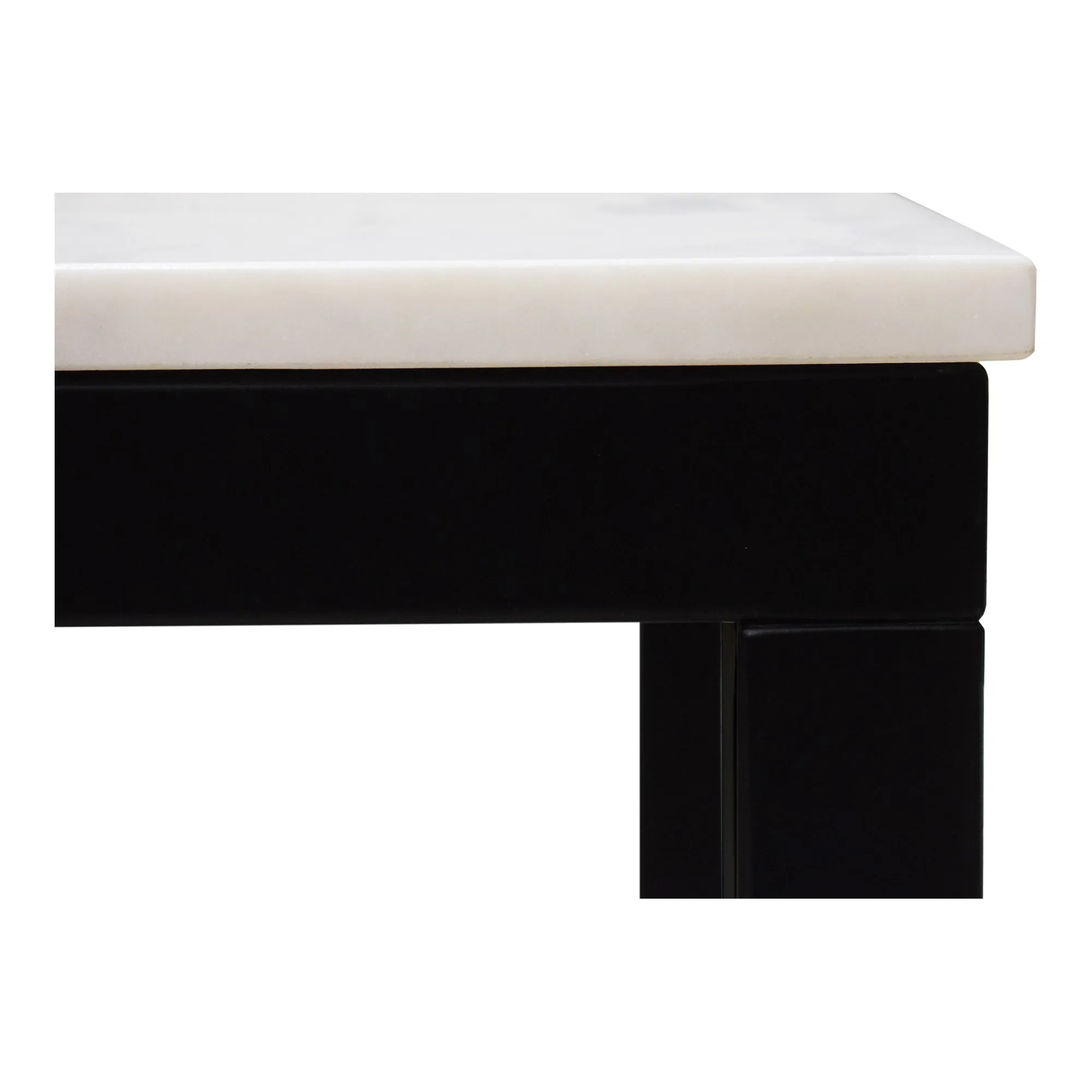 Modern Minimalist White Marble & Iron Dining Table