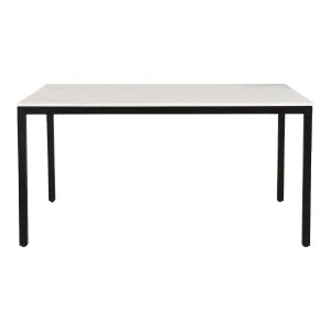 Modern Minimalist White Marble & Iron Dining Table