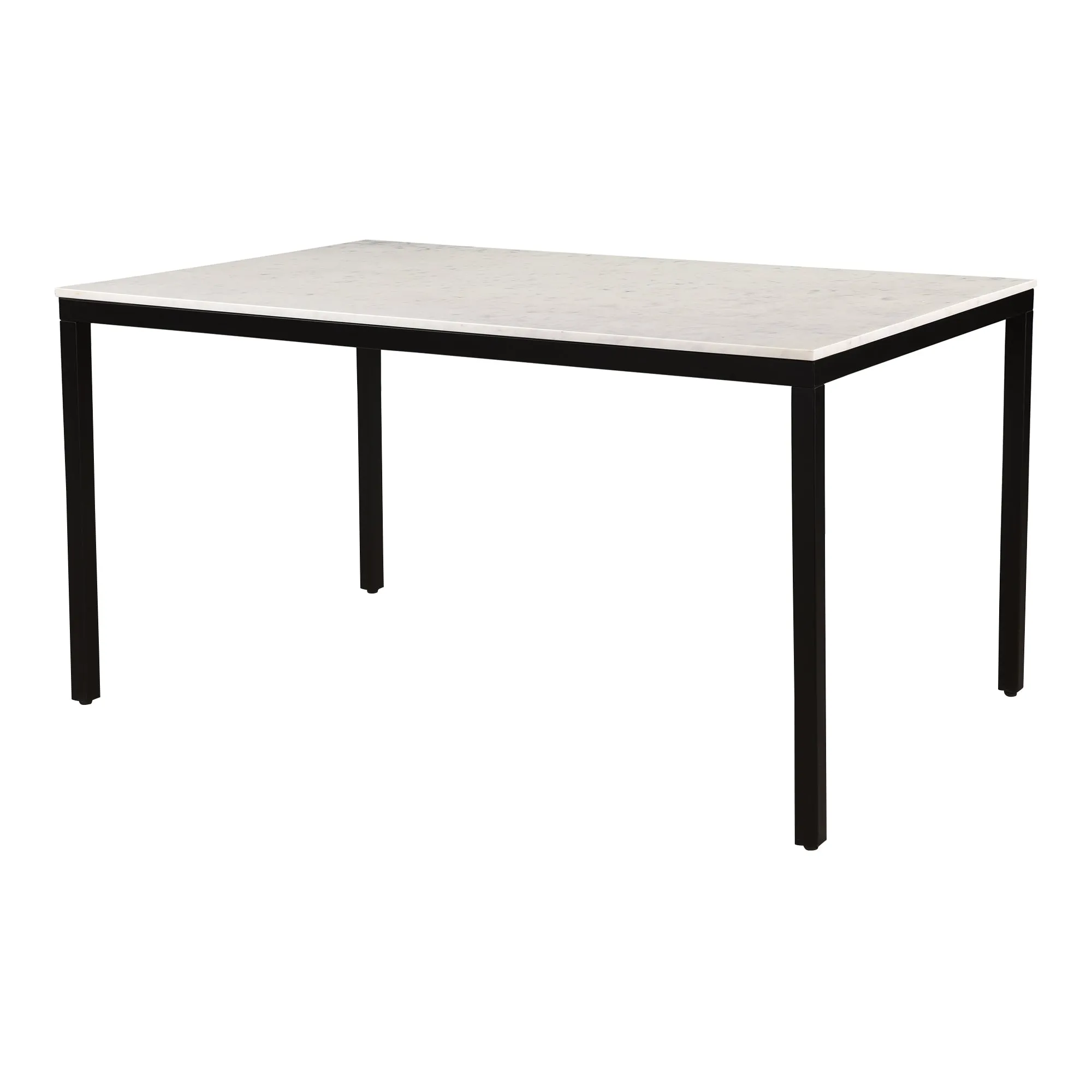 Modern Minimalist White Marble & Iron Dining Table
