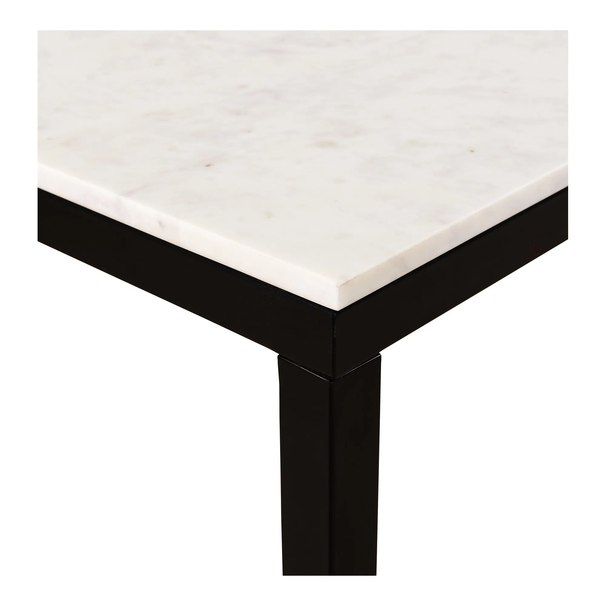 Modern Minimalist White Marble & Iron Dining Table