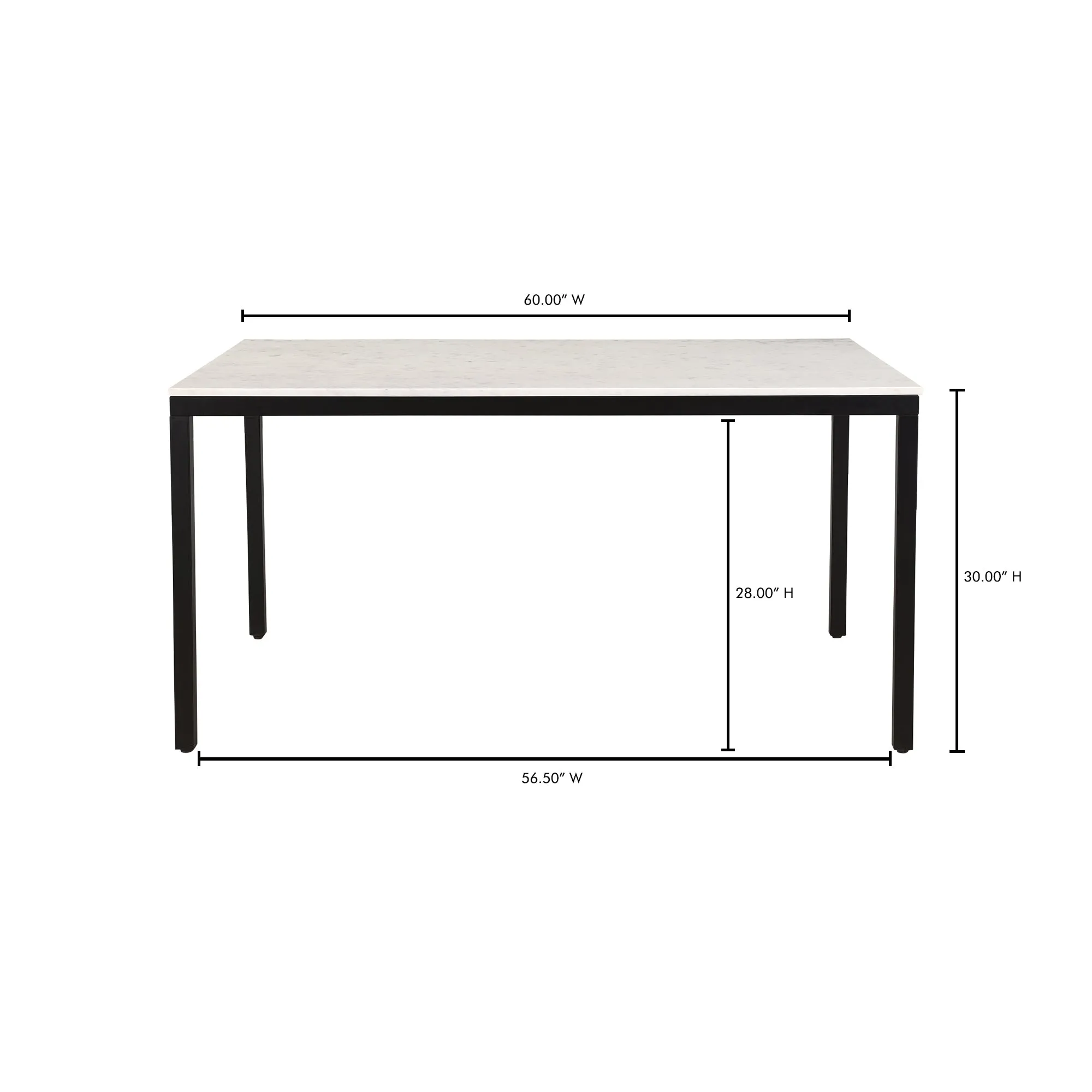 Modern Minimalist White Marble & Iron Dining Table