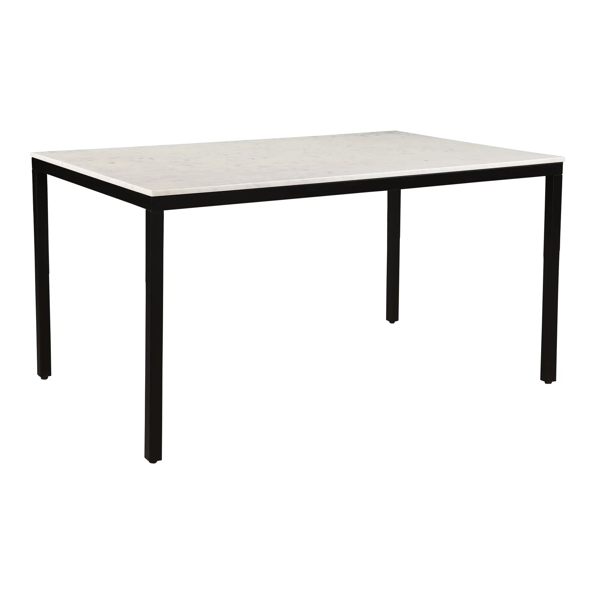 Modern Minimalist White Marble & Iron Dining Table