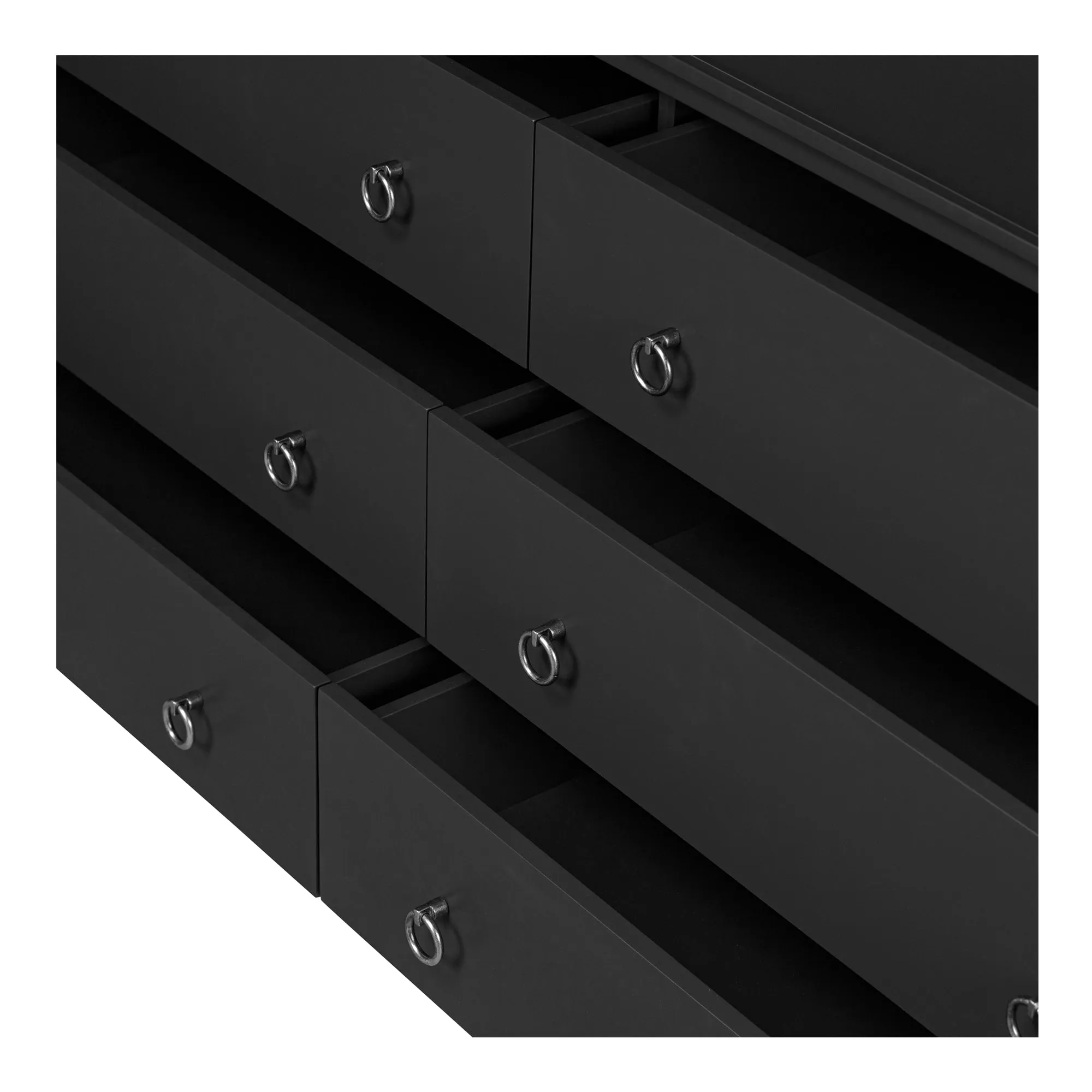 Modern Rustic 6-Drawer Chest with Embellished Handles