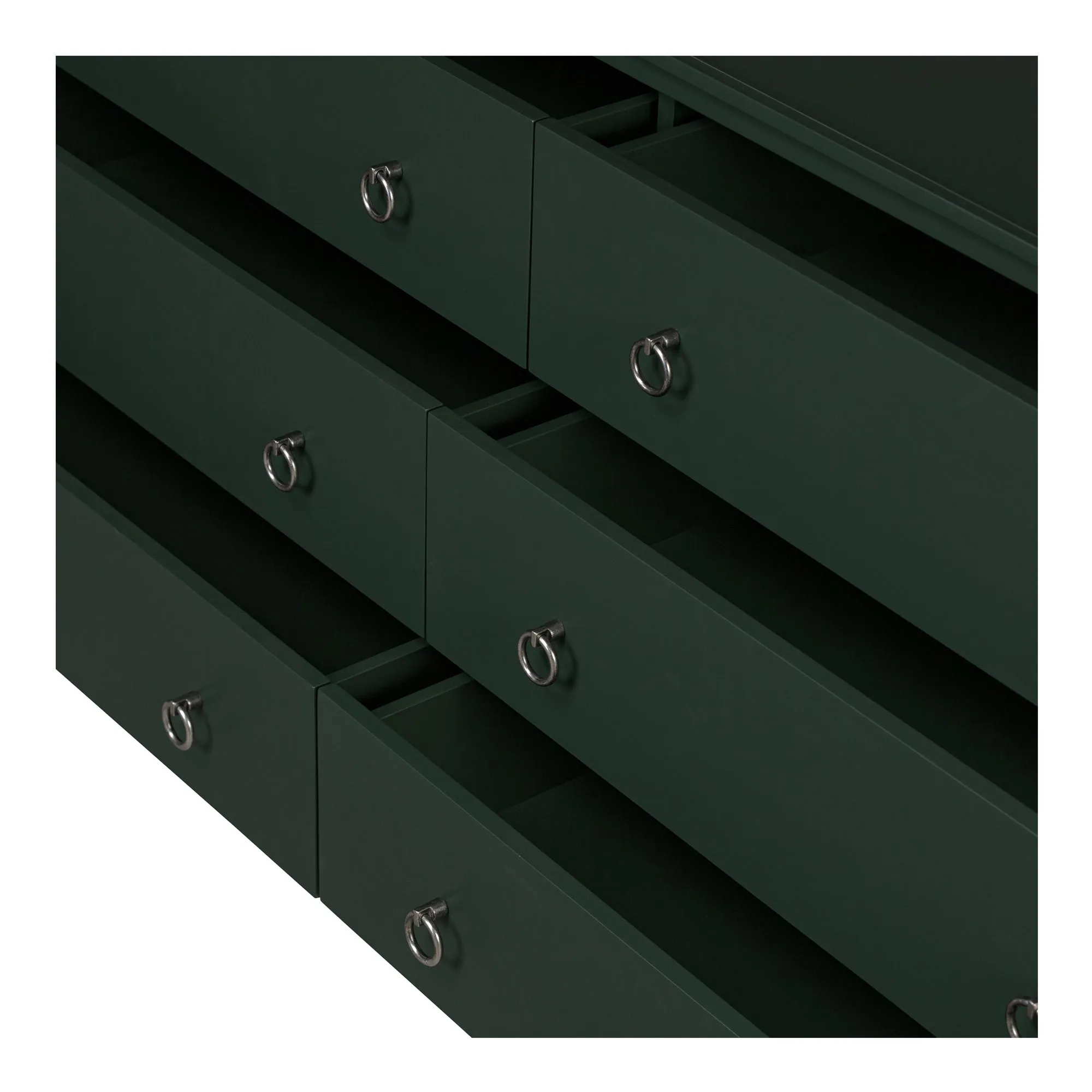 Modern Rustic 6-Drawer Chest with Embellished Handles