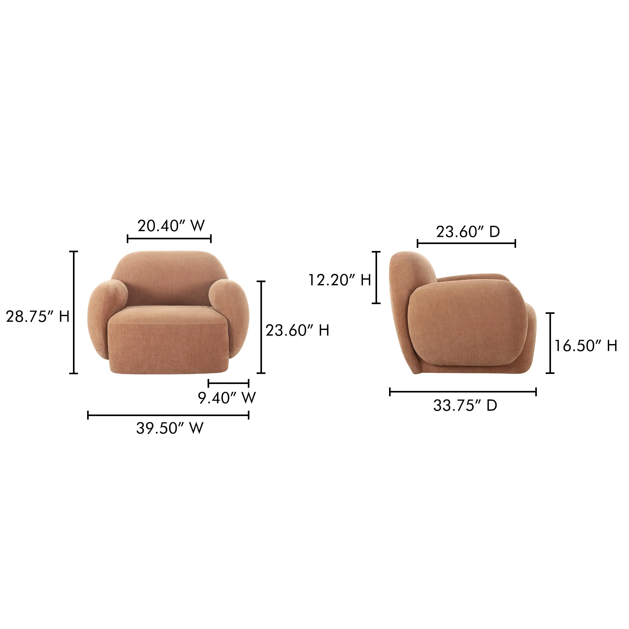 Modern Velvet Curve Lounge Chair