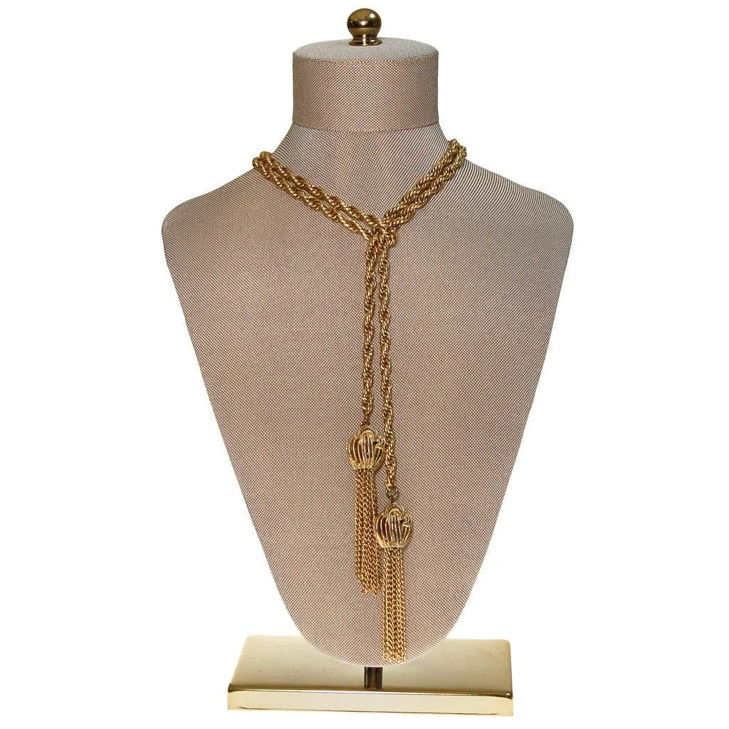 Monet Gold Tassel Lariat Necklace
