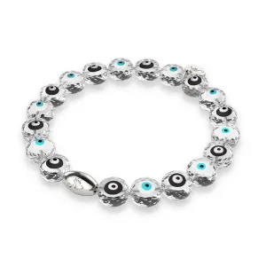 Monochromatic | .925 Sterling Silver | Crystal Evil Eye Bracelet