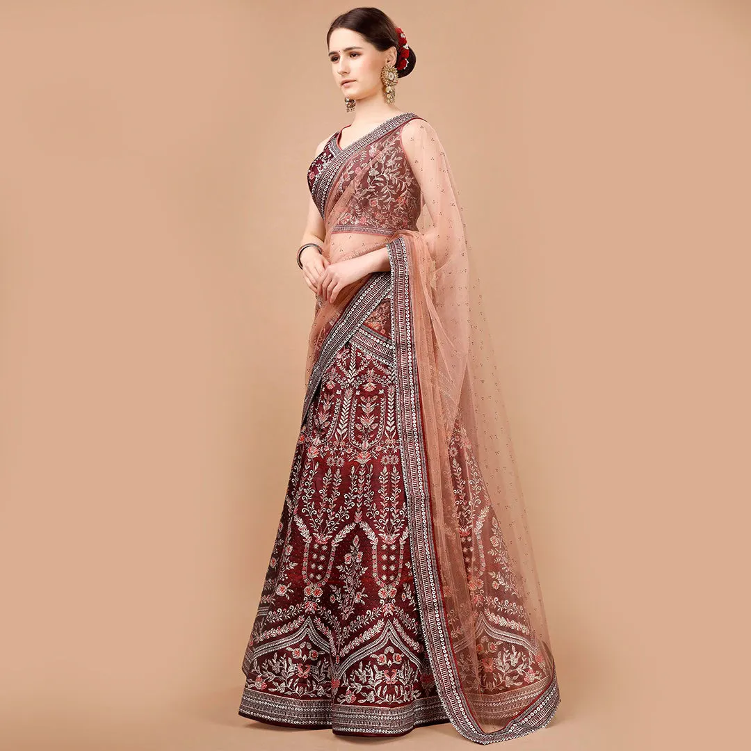 Monochrome Maroon Lehenga Set