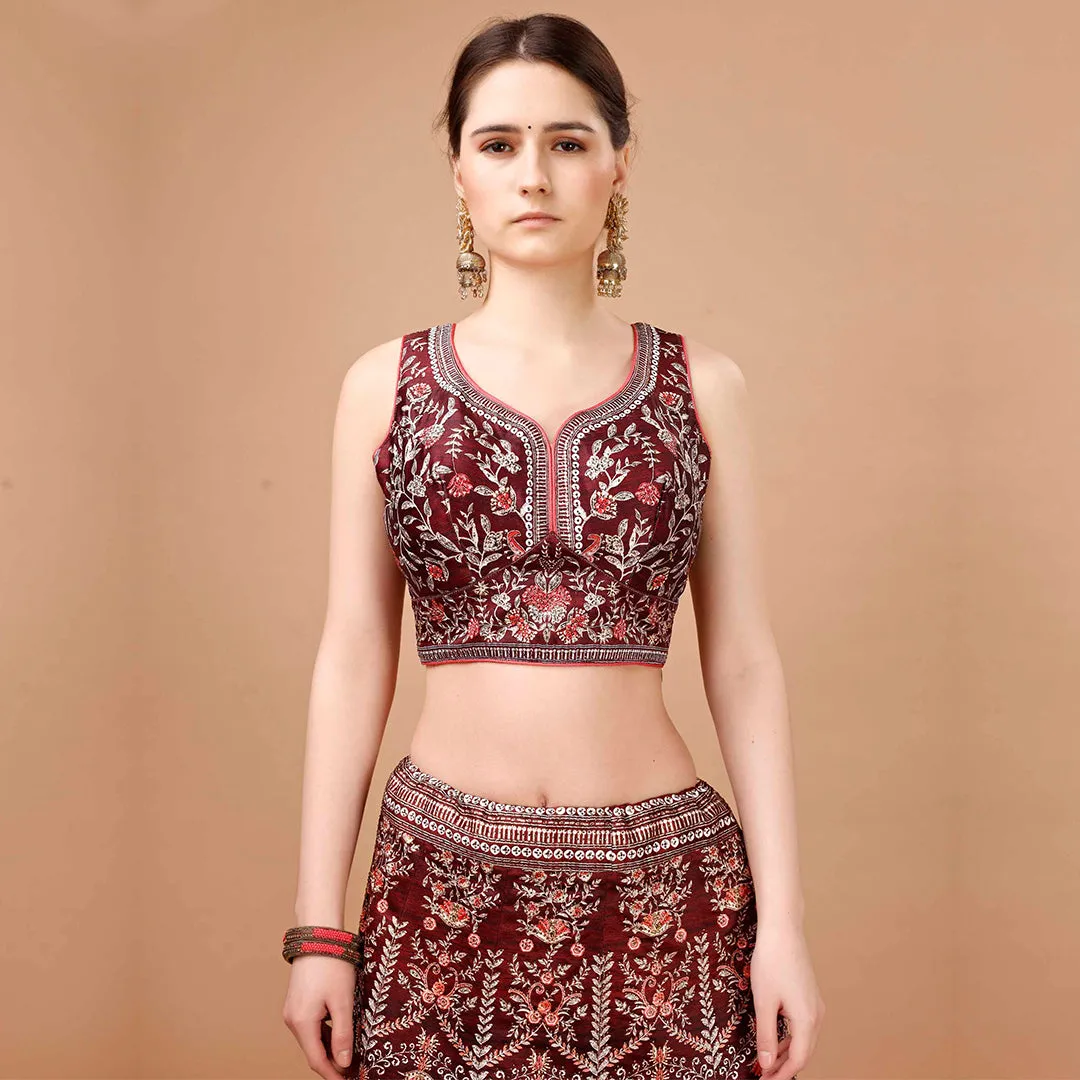 Monochrome Maroon Lehenga Set