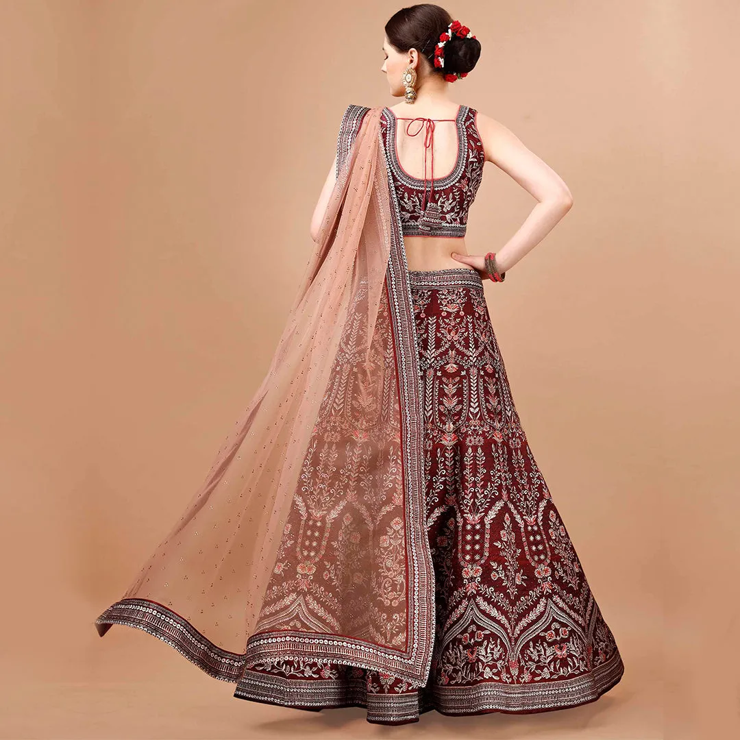 Monochrome Maroon Lehenga Set