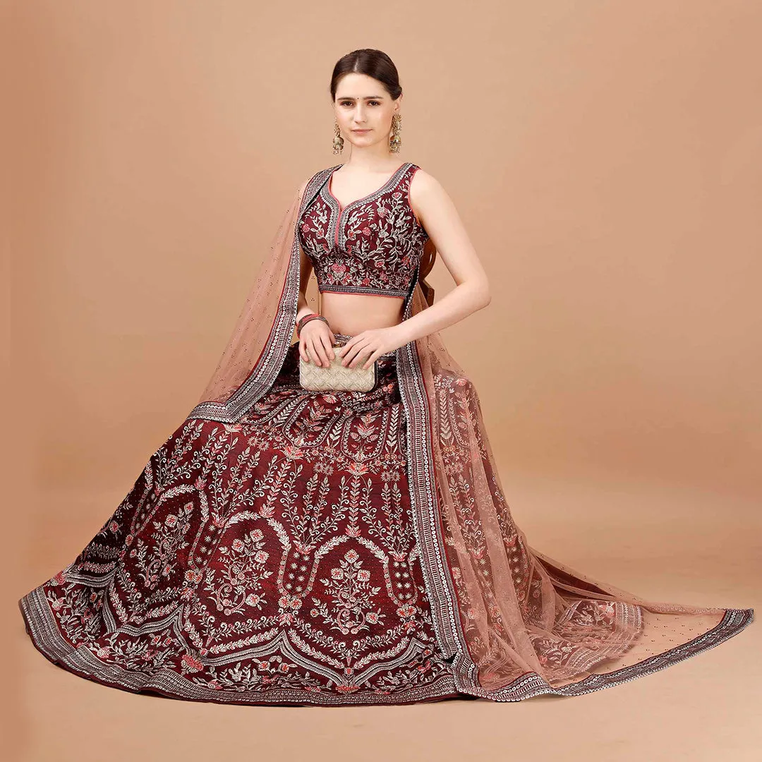 Monochrome Maroon Lehenga Set