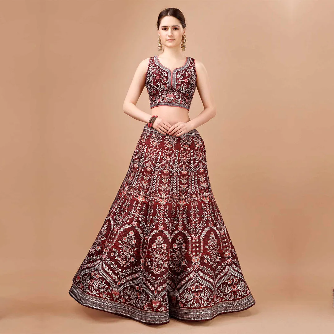 Monochrome Maroon Lehenga Set
