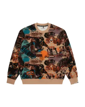 Moonface logo graffiti print crew neck sweatshirt