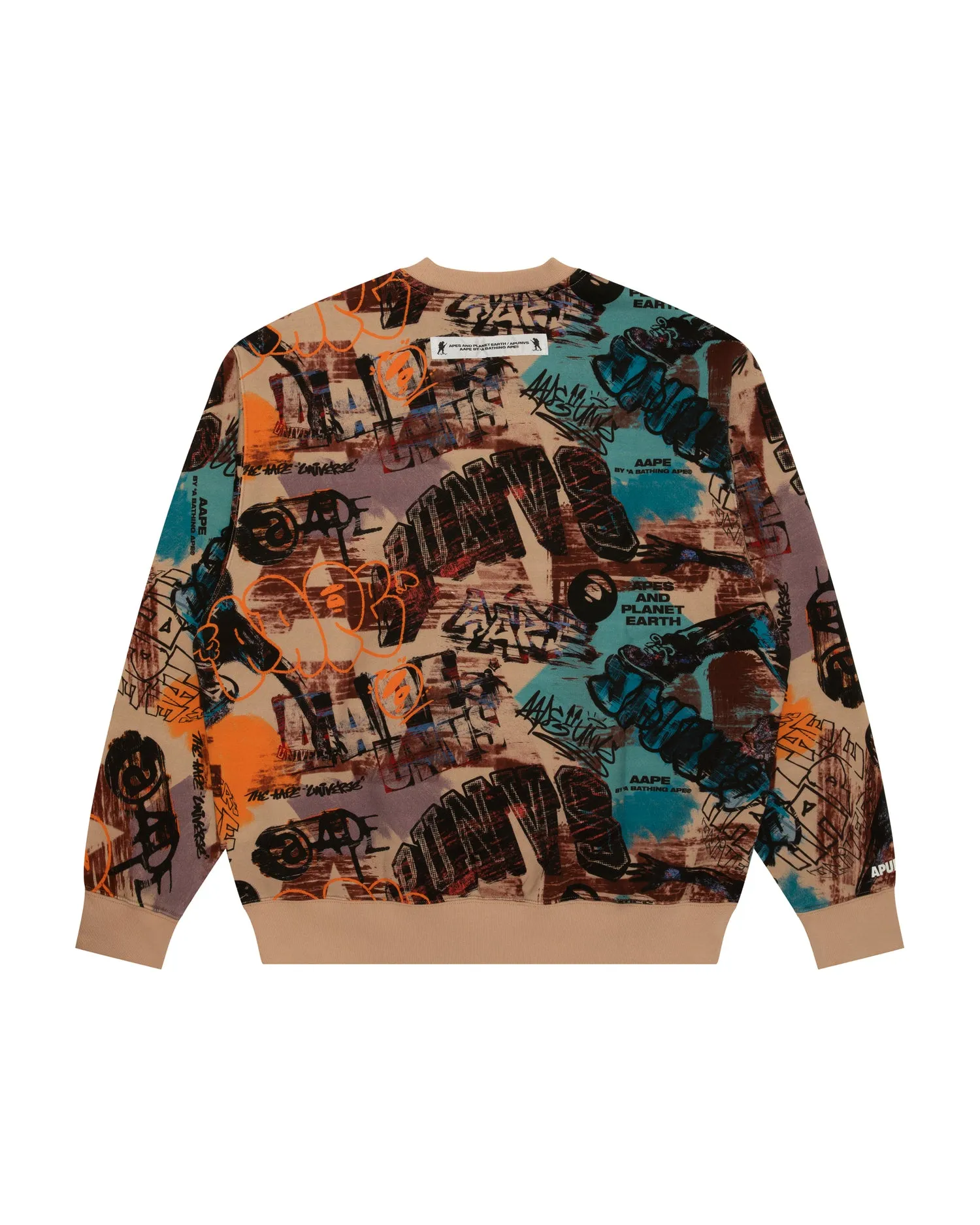 Moonface logo graffiti print crew neck sweatshirt